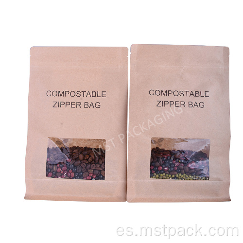 Impresión de la bolsa compostable biodegradable de fondo plano